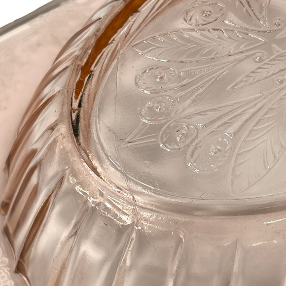 Jeannette Adam Pink Depression Glass Serving Bowl 1930s Vintage ~9" - Picture 7 of 8